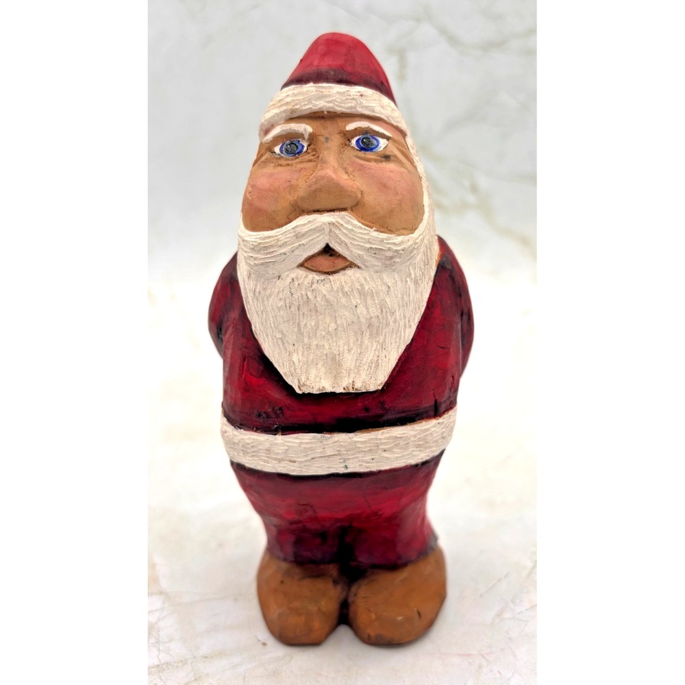 Hand Carved Santa Dave Heldreth 2001 Wood Folk Art Figurine‎ Signed 7" WV EUC